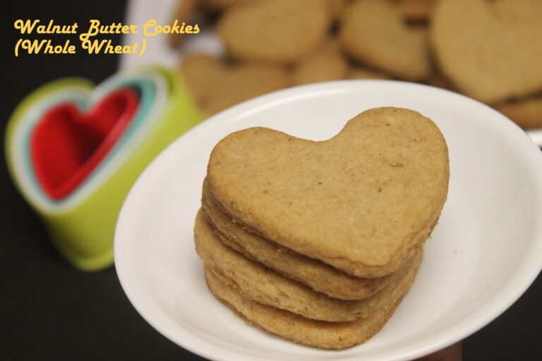 Eggless Walnut Butter Cookies (Whole Wheat)