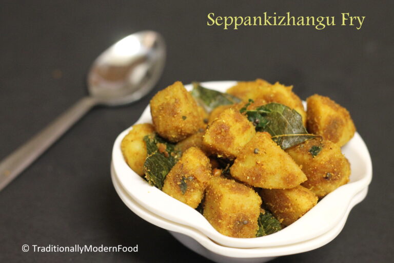 Seppankizhangu Roast | Baked Arbi fry