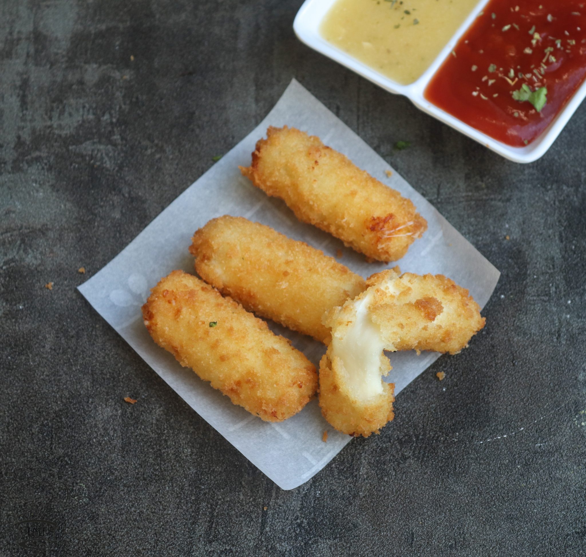 Eggless Mozzarella sticks Fried Cheese fingers Traditionally Modern