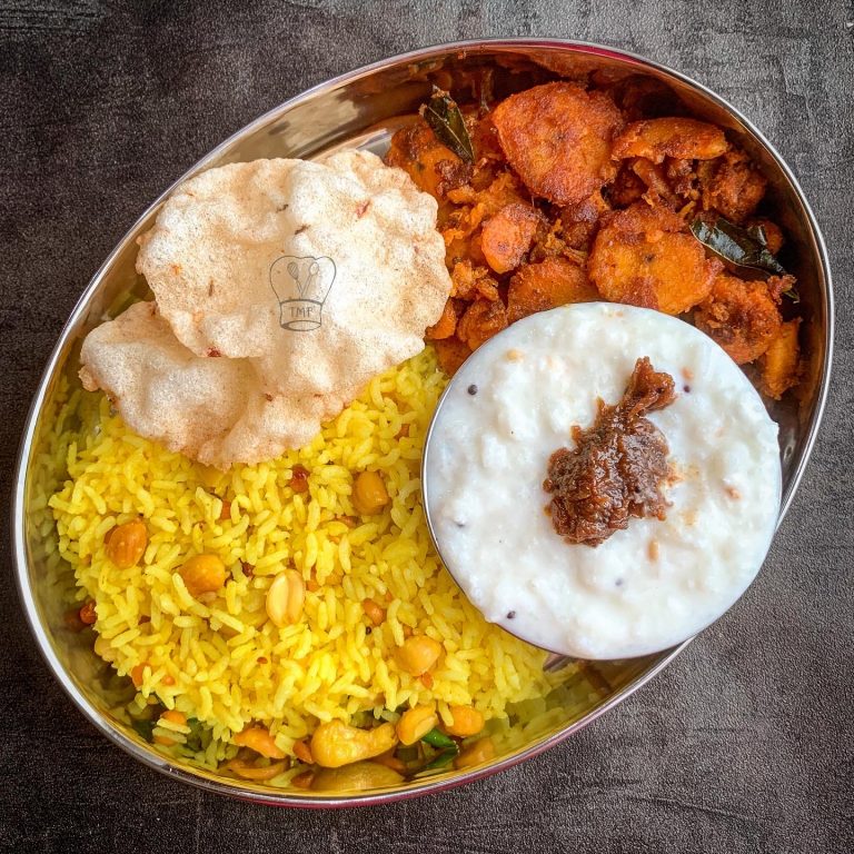 Lemon rice Curd rice Varuval vadam thokku