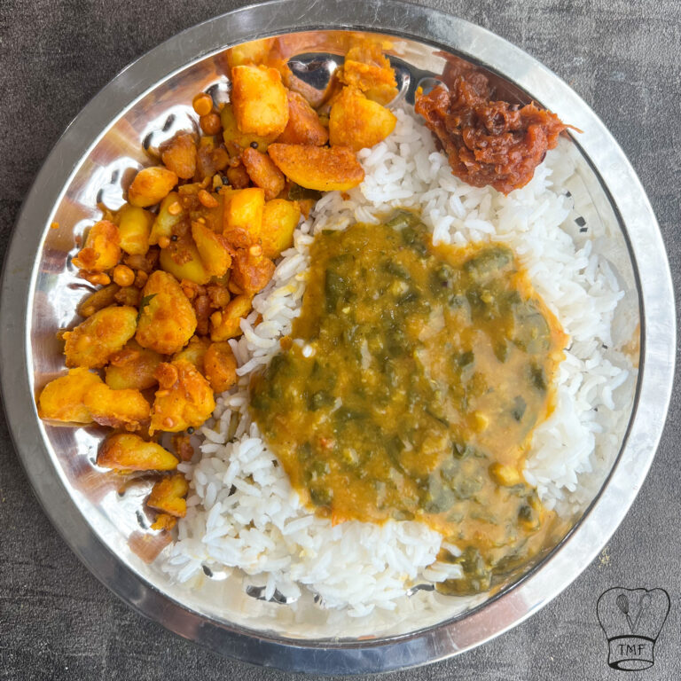 Weekday lunch combo - Dal, potato fry, thokku