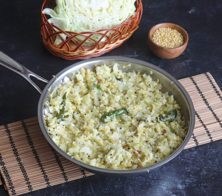 Cabbage moong dal poriyal | Muttaikose pasi paruppu curry