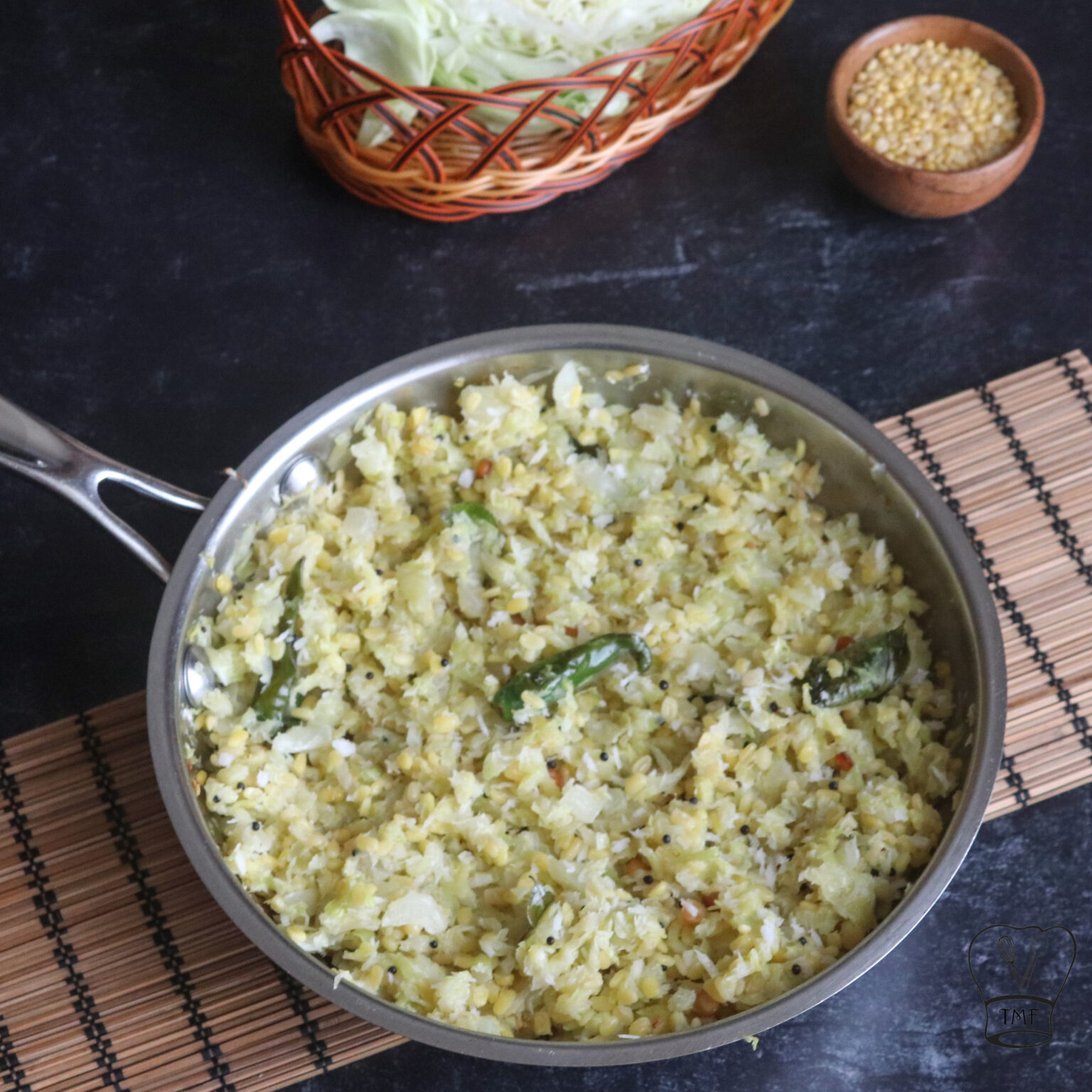 Cabbage moong dal poriyal Muttaikose pasi paruppu curry