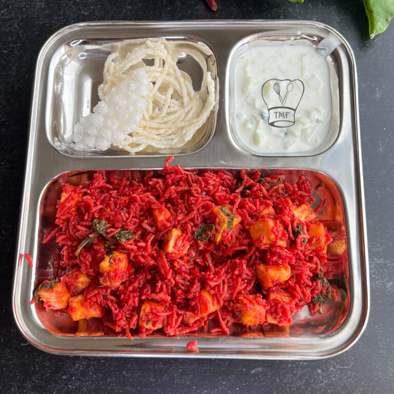 Beetroot paneer pulao