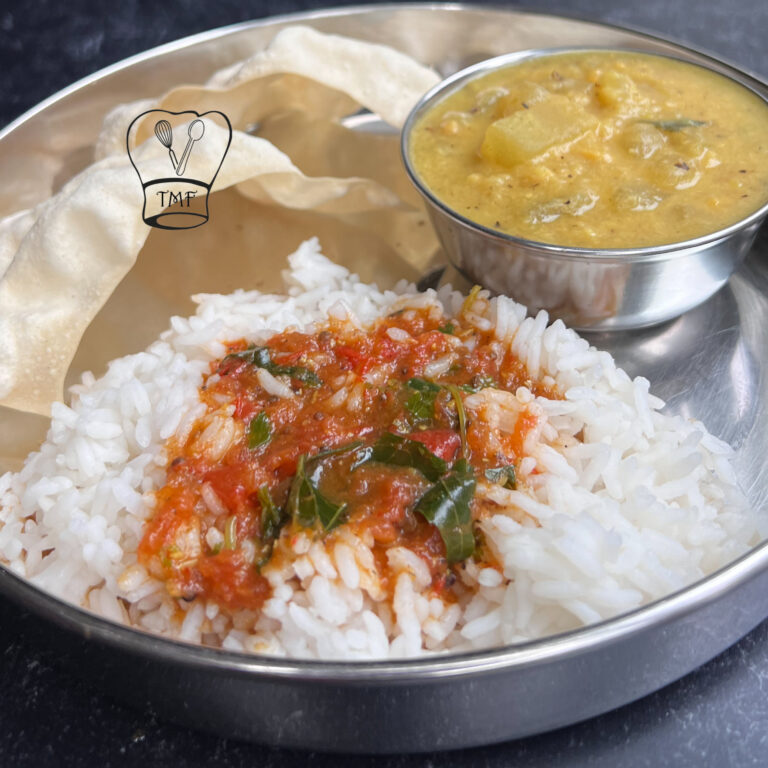 Arachuvitta rasam | tomato poondu rasam