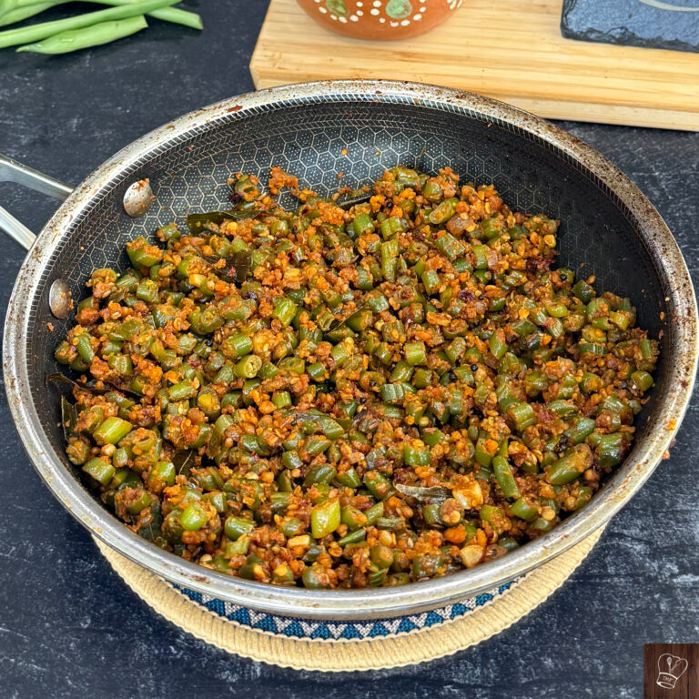 Andhra style beans fry | beans peanut usili
